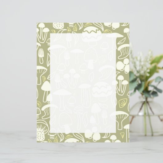 Papier à lettres vert olive champignon (Debout devant)