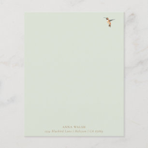 Papier à lettres vert personnalisé pour colibri