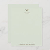 Papier à lettres vert personnalisé pour colibri (Devant / Derrière)
