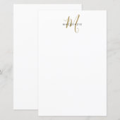 Papier à monogramme élégant moderne en or blanc éc (Devant / Derrière)