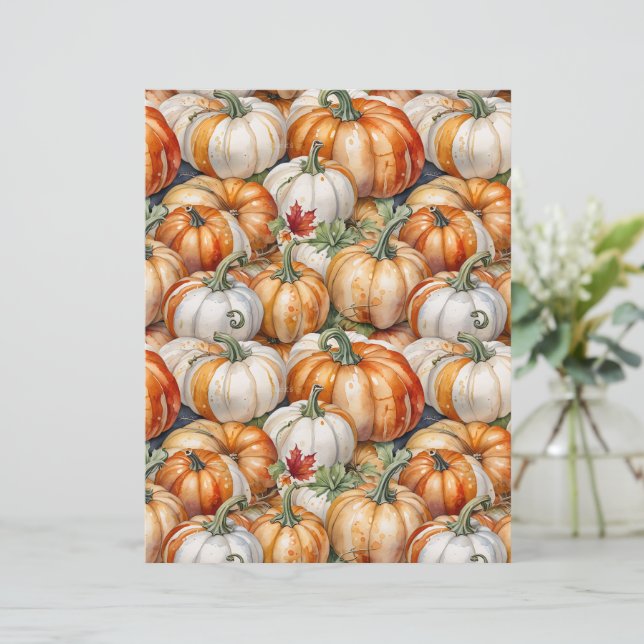 Papier à motif de citrouilles de style ferme rusti (Debout devant)