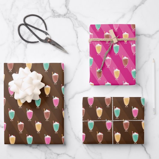 Papier à Motif de lait en rose et Brown (Recto)