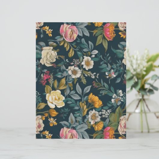 Papier à motif floral rétro (Debout devant)