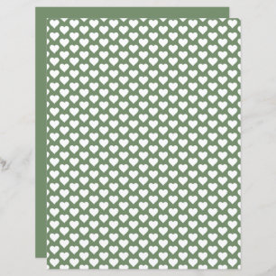 Papier à Motif Sage Vert Coeur mignon