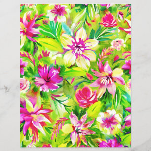 Papier à motif vert et rose