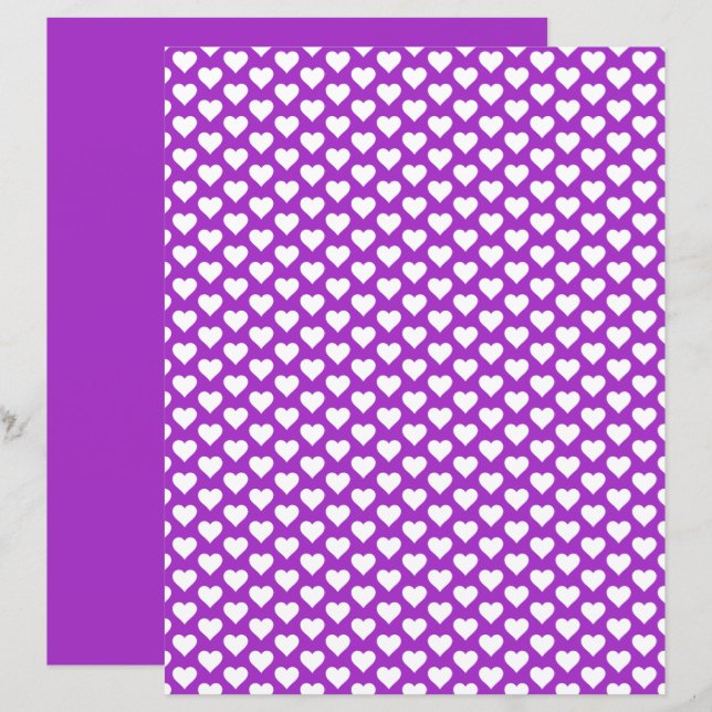 Papier à Motif violet mou Coeurs mignons (Devant / Derrière)