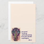 Papier à papeterie chrétienne croix et arbre (Devant / Derrière)