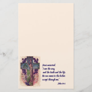Papier à papeterie chrétienne croix et arbre