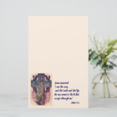 Papier à papeterie chrétienne croix et arbre (Debout devant)