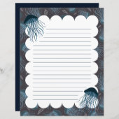 Papier à papeterie doublé de méduses (Devant / Derrière)