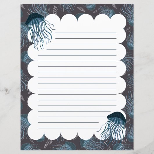 Papier à papeterie doublé de méduses (Devant)