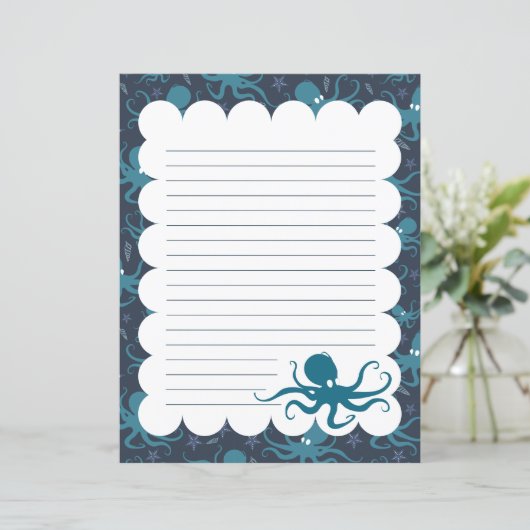 Papier à papeterie doublé d'octopus (Debout devant)
