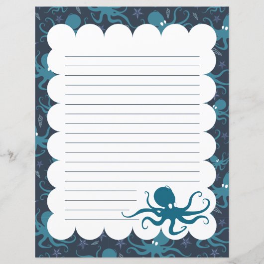 Papier à papeterie doublé d'octopus (Devant)