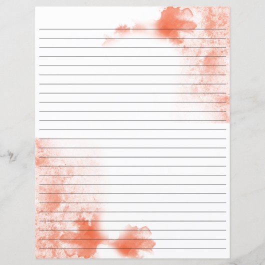 Papier à papeterie doublée d'aquarelle de corail (Dos)