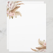 Papier à papeterie florale Pampas Boho (Devant / Derrière)