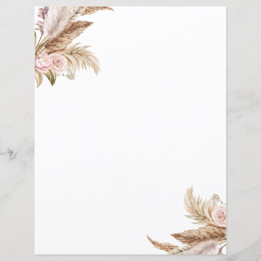 Papier à papeterie florale Pampas Boho (Devant)