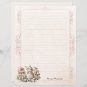 Papier à papeterie vintage Rose victorien (Devant / Derrière)