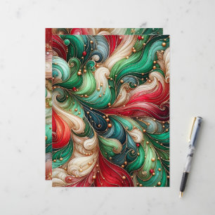 Papier à papier à encre rouge et verte Festive