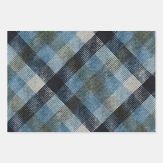 Papier à papier à envelopper bleu Tartan Plat Set  (Devant 2)
