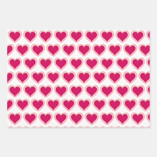 Papier à papier à envelopper doux Coeurs Plat Set (Devant 3)