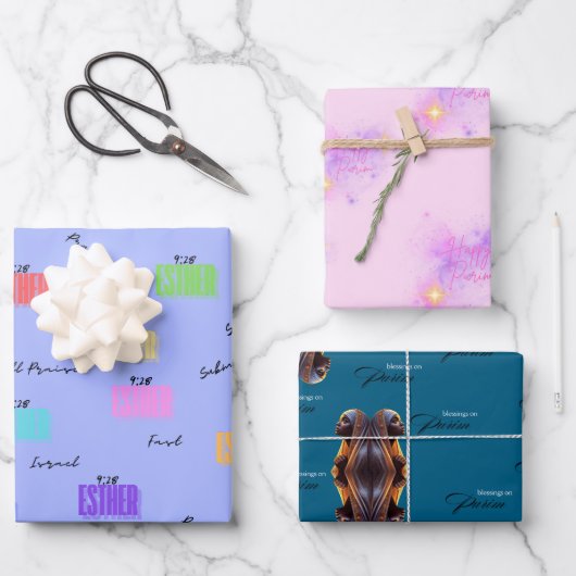 Papier à papier à envelopper Purim Ensemble de feu (Recto)