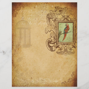 Papier à papier à morceau Vintage de perroquet vie