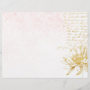 Papier à papier à papier à motif or floral et rose
