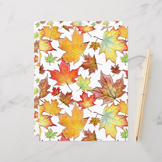 Papier à papier à papier pour feuilles d'automne (Devant/Arrière en situation)