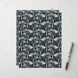 Papier à papier à scandale Art déco bleu et or
