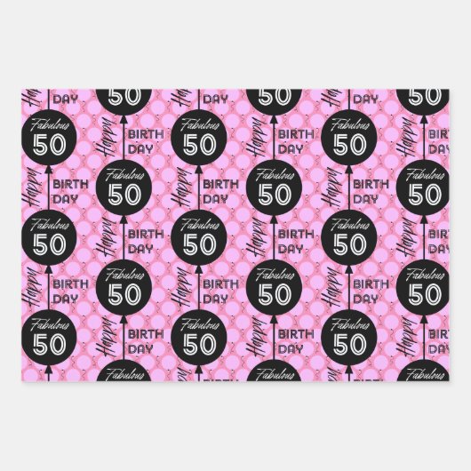 Papier à papier d'emballage rose d'anniversaire Je (Devant)