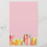 Papier à papier papeterie rose Tulip Aquarelle Art