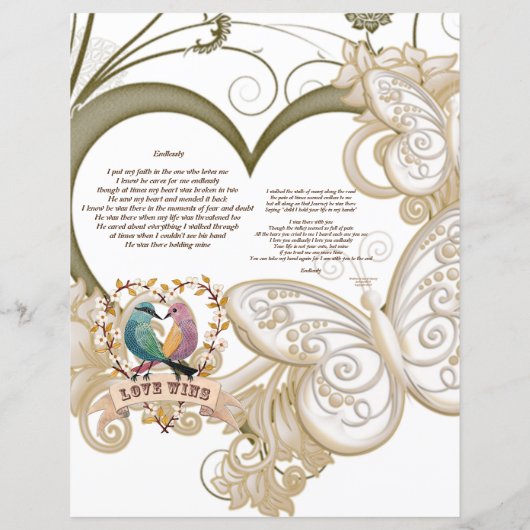 Papier à papillons floraux sans fin poème (Dos)