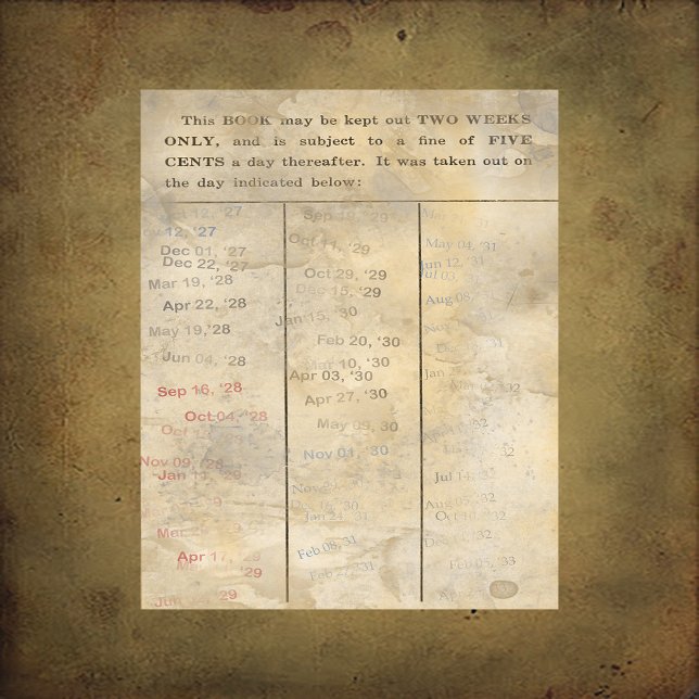 Papier à puce de carte de bibliothèque vintage (Créateur téléchargé)