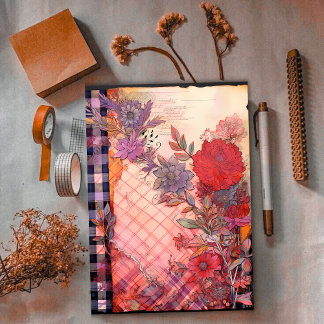 Papier à rebut à collage floral au coucher de sole