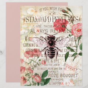 Papier à rebut à collage floral d'abeille vintage