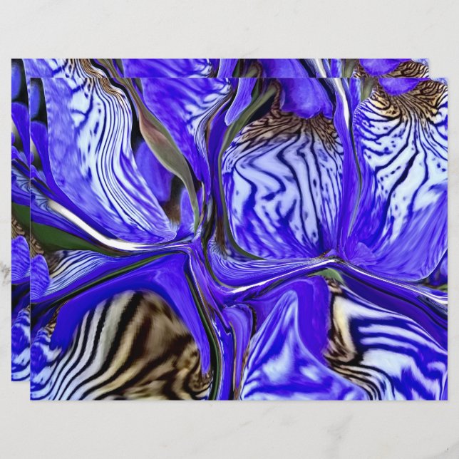 Papier à rebut à fleurs Iris violet (Devant / Derrière)