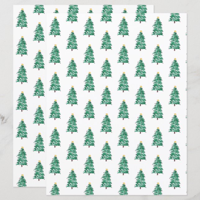 Papier à rebut Arbres de Noël modernes et amusants (Devant / Derrière)