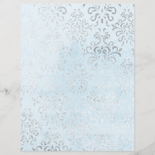 Papier à rebut bleu et argenté Shabby Damask