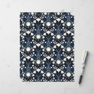 Papier à rebut bleu et or Art Nouveau Lune