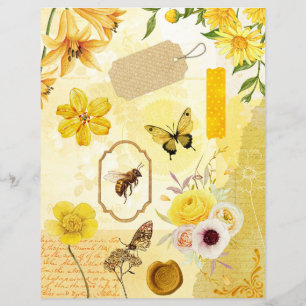Papier à rebut de collection Jaune Floral Garden