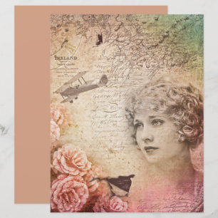 Papier à rebut de la dame victorienne rose vintage