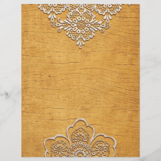 Papier à rebut en or et dentelle en bois rustique