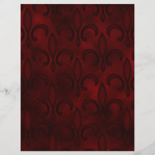 Papier à rebut Fleur de Lis Rouge foncé