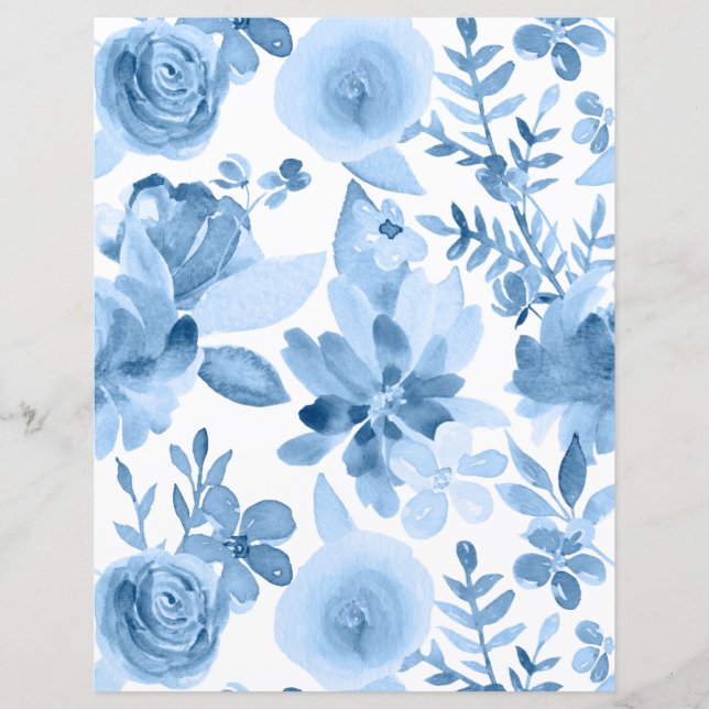 Papier à rebut floral bleu et blanc (Devant)