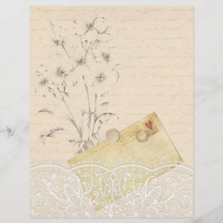 Papier à rebut floral crème et dentelle