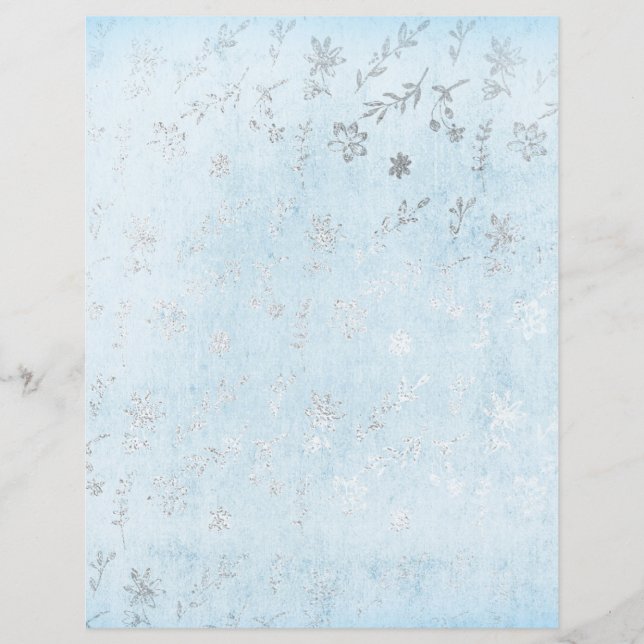 Papier à rebut floral Silver & Blue Shabby (Devant)