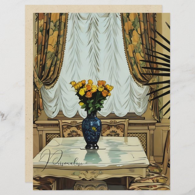 Papier à rebut floral vintage (Devant / Derrière)