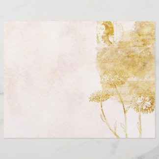Papier à rebut or et crème Floral