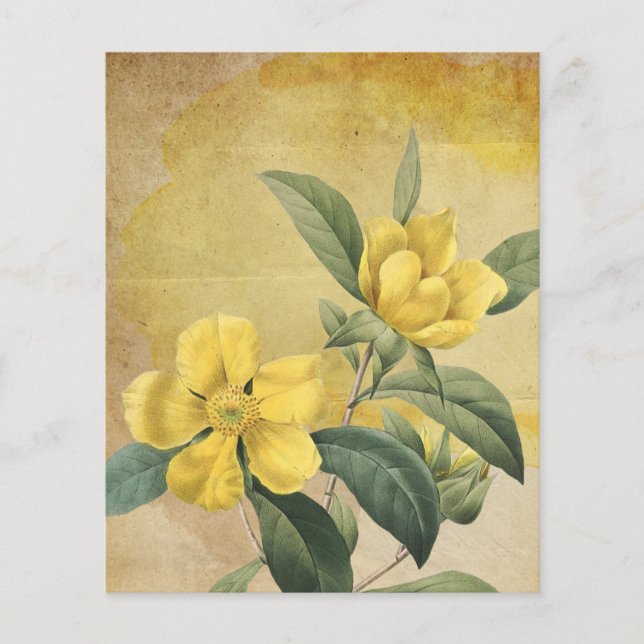 Papier à rebut vintage jaune Floral (Devant)
