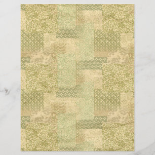 Papier à rebut vintage or vert Floral Texture